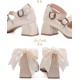 Iris Corolla Tulips Chunky Heel Shoes(Reservation/5 Colours/Full Payment Without Shipping)